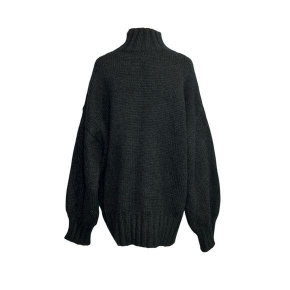 Lisa Says Gah Cece Black Ink Bow Knit Oversized Turtleneck Sweater Size M/L - Picture 2 of 13